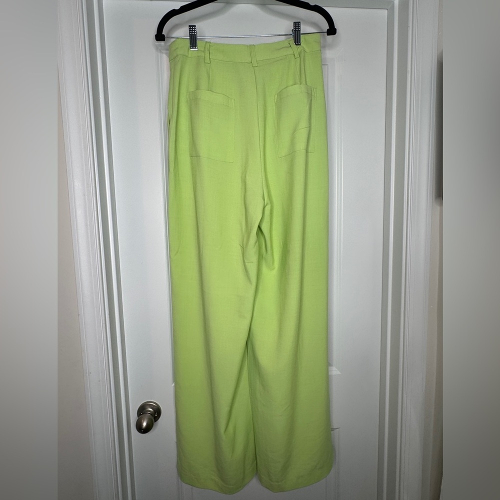 WeWoreWhat Women’s Lime Green Wide Leg Pleated Front Trouser Pant, Sz 6 - Picture 5 of 10